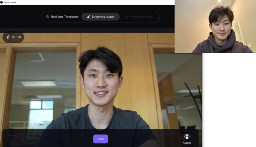 Akool Live Camera can translate video calls in real time, swap faces, and get live virtual avatars to mimic human movements